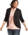 Lend stylish structure to your look with Belle Du Jour's plus size jacket-- it's a must-have staple!