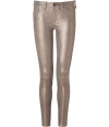 Bring the bling in these ultra-hot metallic leather jeans from Rag & Bone - Classic five-pocket styling, stretch leather - Slim fit - Pair with a sheer silk top and heels or a classic pullover and chic sneakers