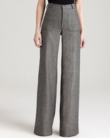 Infuse your 9-to-5 style with retro inspiration in these tweed RAOUL trousers. Play up the flared silhouette with stacked heels for '70s-chic.