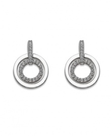 Emulate a look of timeless sophistication. Chic circle drops by Swarovski feature sparkling crystals in silver tone mixed metal. Approximate drop: 1 inch. Emulate a look of timeless sophistication. Chic circle drops by Swarovski feature sparkling crystals in silver tone mixed metal. Approximate drop: 1 inch.