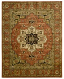 For the Jaipur collection Nourison uses a unique herbal wash to create the silky sheen and antique appearance of these fine wool rugs. In an earthy brick palette with an ornate yet structural motif, the rug enhances your home with lavishly elegant style. For the Jaipur collection Nourison uses a unique herbal wash to create the silky sheen and antique appearance of these fine wool rugs. In an earthy brick palette with an ornate yet structural motif, the rug enhances your home with lavishly elegant style.