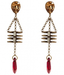 Stylish earrings from cult New York accessories label Dannijo - Handmade in New York with Swarovski crystals and oxidized plated brass - Elegant emerald citrine and magenta color combo - Lightweight and super chic - Approximately 4 long - Easily dressed up or down - Pair with virtually anything in your wardrobe, from cocktail dresses to blazers and skinny jeans