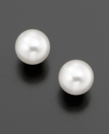 Stunning cultured Akoya pearl earrings (8-8-1/2 mm) by Belle de Mer add a touch of beauty to any look. Earrings set in 14k gold. Stunning cultured Akoya pearl earrings (8-8-1/2 mm) by Belle de Mer add a touch of beauty to any look. Earrings set in 14k gold.