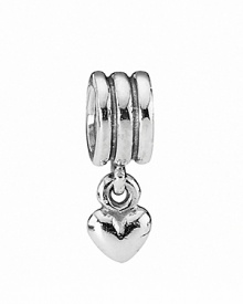 Add instant movement and dimension to your bracelet with PANDORA's dangling heart charm in polished sterling silver.