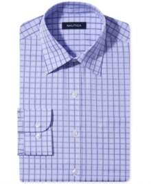 It's hip to be square-especially in this no-iron checkered dress shirt from Nautica. It's hip to be square-especially in this no-iron checkered dress shirt from Nautica.