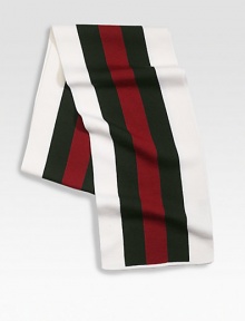 White with signature green/red/green web detail.70% wool/30% silk9½W X 70½LDry cleanMade in Italy