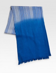 Thick and thin stripes meld into a bold field of color in this elegant scarf, crafted in Italy of luxurious cotton and silk.Fringed ends14W X 76L60% cotton/40% silkImported Thick and thin stripes meld into a bold field of color in this elegant scarf, crafted in Italy of luxurious cotton and silk.Fringed ends14W X 76L60% cotton/40% silkImported
