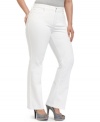 Look white hot in Not Your Daughter's Jeans' plus size boot cut jeans, featuring a control panel for a flattering shape.