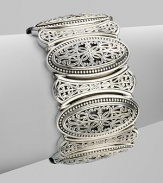 Ornately filigreed sterling silver has the look of a precious vintage find. About 7¼ long Box clasp Made in Greece