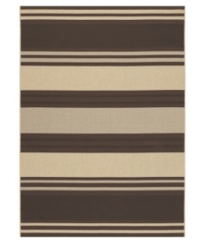 Soothing stripes of chocolate and cream add delicious texture to any ordinary space. Made from structured-weave polypropylene, this indoor/outdoor rug from Couristan is 100% recyclable and resistant to fading, mildew and mold.