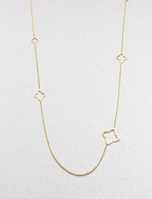 From the Quatrefoil Collection. A long, elegant chain of 18k yellow gold accented with geometrical shapes.18k yellow gold Length, about 42 Lobster clasp Imported From the Quatrefoil Collection. A long, elegant chain of 18k yellow gold accented with geometrical shapes.18k yellow gold Length, about 42 Lobster clasp Imported