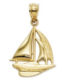 Ships ahoy! Add your favorite hobby to your charm collection with this intricate, sailboat charm in 14k gold. Chain not included. Approximate length: 9/10 inch. Approximate width: 6/10 inch.