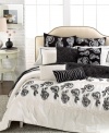 Black and cream hues take center stage on this Home by Steve Madden Camille European sham, featuring delicate petals, sophisticated pleats and flat piping trim.