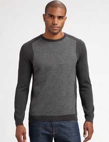 A unique design with unparalleled style, defines this two-toned jacquard sweater knitted from superior virgin wool.CrewneckRibbed knit collar, cuffs and hemVirgin woolHand washImported A unique design with unparalleled style, defines this two-toned jacquard sweater knitted from superior virgin wool.CrewneckRibbed knit collar, cuffs and hemVirgin woolHand washImported