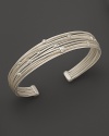 Brilliant diamonds accent bands of sterling silver in India Hicks' Tread cuff.