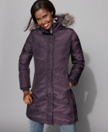 London Fog's quilted coat outruns those blustery winter blues in high style! This women's down coat is all you need to keep warm. (Clearance) London Fog's quilted coat outruns those blustery winter blues in high style! This women's down coat is all you need to keep warm. (Clearance)