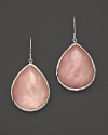 Faceted mother-of-pearl doublets add a sweet, rosy flush to sterling silver.