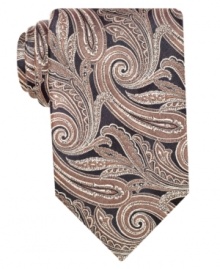 Bring paisley to the party for a good time in this Geoffrey Beene silk tie. Bring paisley to the party for a good time in this Geoffrey Beene silk tie.