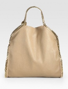 Dual chain straps add versatility to this faux leather foldover silhouette that can be held or worn over the shoulder.Top handle, 5 drop Shoulder strap, 13 drop Magnetic snap closure One inside zip pocket Nylon lining 14½W X 14½H X 2½D 55% polyester/35% viscose/10% polyurethane Made in Italy Dual chain straps add versatility to this faux leather foldover silhouette that can be held or worn over the shoulder.Top handle, 5 drop Shoulder strap, 13 drop Magnetic snap closure One inside zip pocket Nylon lining 14½W X 14½H X 2½D 55% polyester/35% viscose/10% polyurethane Made in Italy