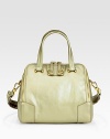 EXCLUSIVELY AT SAKS. Softest sheepskin takes on a metallic sheen in this beautifully structured bag, finished with dual straps for versatility.Double top handles, 6 dropRemovable shoulder strap, 12 dropTop zip closureOutside open pocketProtective metal feetOne inside zip pocketTwo inside open pocketsLeather lining11W X 9H X 7DMade in Italy