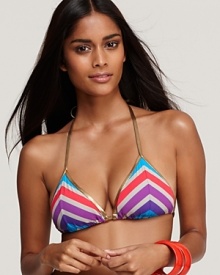 Channel a vintage vibe pool side with MARC BY MARC JACOBS' striped bikini. With metallic trim, this 70's-inspired top looks leisurely with flat sandals and oversized shades.