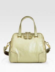 EXCLUSIVELY AT SAKS. Softest sheepskin takes on a metallic sheen in this beautifully structured bag, finished with dual straps for versatility.Double top handles, 6 dropRemovable shoulder strap, 12 dropTop zip closureOutside open pocketProtective metal feetOne inside zip pocketTwo inside open pocketsLeather lining11W X 9H X 7DMade in Italy EXCLUSIVELY AT SAKS. Softest sheepskin takes on a metallic sheen in this beautifully structured bag, finished with dual straps for versatility.Double top handles, 6 dropRemovable shoulder strap, 12 dropTop zip closureOutside open pocketProtective metal feetOne inside zip pocketTwo inside open pocketsLeather lining11W X 9H X 7DMade in Italy