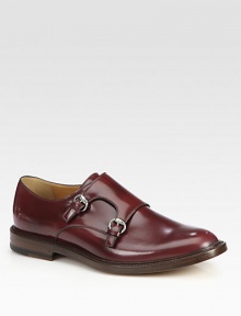 Double-buckle monk strap in bordeaux leather.LeatherLeather soleMade in Italy Double-buckle monk strap in bordeaux leather.LeatherLeather soleMade in Italy