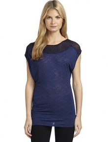 THE LOOKSemi-sheer slub knit construction with sheer panelBack kehyole with button closureTHE FITAbout 36 from shoulder to hemTHE MATERIALModalCARE & ORIGINDry cleanImportedModel shown is 5'9 (175cm) wearing US size Small. 