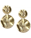 Sparkling drops of sun, by Jones New York. Crafted from worn gold tone mixed metal, Jones New York's double drop earrings feature a textured appearance embellished with glass crystal accents. Clip-on backing for non-pierced ears. Approximate drop: 1-1/2 inches.