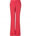 Stylish pants in fine wool-nylon stretch - Highlight color raspberry, happy, sensational, elegant - New silhouette, slim with flared legs, which are somewhat flared - Moderately high rise and flat front - A classic AND fashionable look that works great for the office, leisure and evening - Looks trendy, yet dressed up - A fashion basic to wear with blouses, tops, cardigans