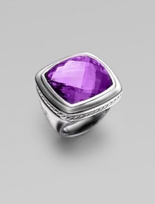 From the Albion Collection. A radiantly faceted amethyst glows within a smooth setting and band of sterling silver with rich rope-textured detailing. Amethyst Sterling silver About 1 square Imported From the Albion Collection. A radiantly faceted amethyst glows within a smooth setting and band of sterling silver with rich rope-textured detailing. Amethyst Sterling silver About 1 square Imported