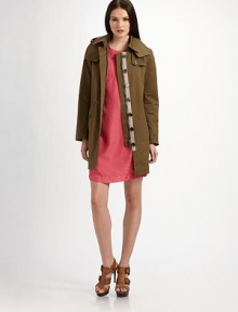 A classic twill design with modern details for chic edge.Attached hoodEpaulettesGun flapFront zipperButton closureSelf-tie beltButtoned slash pocketsZipper detail on back of sleevesBack ventFully linedAbout 36 from shoulder to hem64% cotton/31% polyamide/5% elastaneMachine washImported Model shown is 5'9 (176cm) wearing US size 4. A classic twill design with modern details for chic edge.Attached hoodEpaulettesGun flapFront zipperButton closureSelf-tie beltButtoned slash pocketsZipper detail on back of sleevesBack ventFully linedAbout 36 from shoulder to hem64% cotton/31% polyamide/5% elastaneMachine washImported Model shown is 5'9 (176cm) wearing US size 4.
