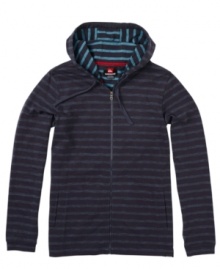 This striped hoodie by Quicksilver is totally in-line with your killer street style.