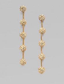 Dazzling pavé-set spheres are elegantly linked by graceful chains in this lovely dangle design.Crystal14k goldplatedDrop, about 3Post backImported Dazzling pavé-set spheres are elegantly linked by graceful chains in this lovely dangle design.Crystal14k goldplatedDrop, about 3Post backImported