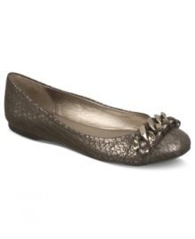 The secret's out. The metallic Locket flats by Fergalicious are the perfect complement to your favorite outfit.