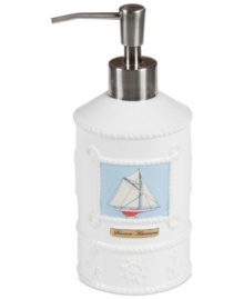 Set sail for uncharted bath decor with this nautical-themed soap and lotion dispenser from Creative Bath. Emblazoned with a seafaring schooner, this charming piece docks beautifully-powder rooms to bathrooms. Set sail for uncharted bath decor with this nautical-themed soap and lotion dispenser from Creative Bath. Emblazoned with a seafaring schooner, this charming piece docks beautifully-powder rooms to bathrooms.