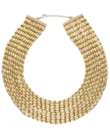 Bold and beautiful. Crafted in gold tone mixed metal and adorned with glittering glass accents, Monet's multistrand necklace will make a striking statement whenever you wear it. Approximate length: 16 inches + 2-inch extender. Bold and beautiful. Crafted in gold tone mixed metal and adorned with glittering glass accents, Monet's multistrand necklace will make a striking statement whenever you wear it. Approximate length: 16 inches + 2-inch extender.