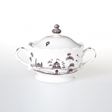 This charming Juliska sugar and jam bowl depicts a romantic scene from English country life in traditional ceramic stoneware. This charming Juliska sugar and jam bowl depicts a romantic scene from English country life in traditional ceramic stoneware.