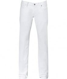Stylish jeans in fine, pure white cotton denim - Classic low rise five-pocket style with belt loops, zip fly and button closure - Traditional straight cut is well-proportioned, neither too baggy nor too tight - Waist sits slightly higher in the back - Comfortable and casually cool, easily dressed up or down - Pair with a button down and light cashmere pullover or a t-shirt and blazer Stylish jeans in fine, pure white cotton denim - Classic low rise five-pocket style with belt loops, zip fly and button closure - Traditional straight cut is well-proportioned, neither too baggy nor too tight - Waist sits slightly higher in the back - Comfortable and casually cool, easily dressed up or down - Pair with a button down and light cashmere pullover or a t-shirt and blazer