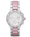 Hot pink and glitzy accents give instant femininity to this classic two-tone watch by DKNY.