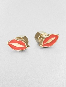 Lips for your ears get you in the mood to pucker up. Pretty, plump lips are crafted of bright enamel in these charming studs.Enamel10k gold finishingWidth, about .5Post backImported