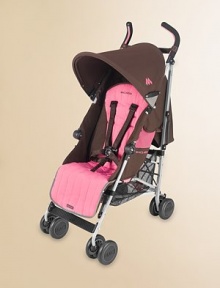This everyday stroller folds easily and compactly while offering superb comfort for babies 3 months and older.Folds in a flashWeighs about 12 poundsFour-position reclineRemovable, washable padded seatHandy mesh shopping basketExtendable leg restHandy under-seat storage basketReinforced chassisFive-point safety harnessLinked brakesAccommodates children 3 months and older, up to 55 lbs.About 42H X 10W X 11DWipe cleanImported This everyday stroller folds easily and compactly while offering superb comfort for babies 3 months and older.Folds in a flashWeighs about 12 poundsFour-position reclineRemovable, washable padded seatHandy mesh shopping basketExtendable leg restHandy under-seat storage basketReinforced chassisFive-point safety harnessLinked brakesAccommodates children 3 months and older, up to 55 lbs.About 42H X 10W X 11DWipe cleanImported