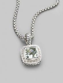 From the Petite Albion Cushion Collection. A softly hued, richly faceted prasiolite, surrounded by pavé diamonds on a chain of sterling silver. Diamonds, 0.20 tcw Prasiolite Sterling silver Chain length, about 17 Pendant width, about ¼ Lobster clasp Imported From the Petite Albion Cushion Collection. A softly hued, richly faceted prasiolite, surrounded by pavé diamonds on a chain of sterling silver. Diamonds, 0.20 tcw Prasiolite Sterling silver Chain length, about 17 Pendant width, about ¼ Lobster clasp Imported