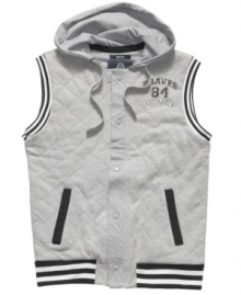 Sport meets style. This American Rag hooded vest is the perfect piece for in-between weather. Sport meets style. This American Rag hooded vest is the perfect piece for in-between weather.