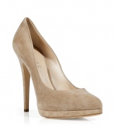 Achieve classic elegance and au courant style with these ultra-luxe shoes from Casadei - Small front platform, high stiletto heel, slightly pointed front- Wear with a pencil skirt or wide leg trousers for an easy office-to-evening look