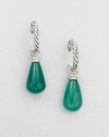 From the Bijoux Collection. A smooth drop of green onyx on a sterling silver cable ring. Green onyxSterling silverDrop, about .66Post backImported 