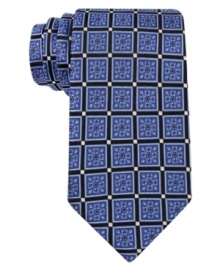 Pair this patterned Sean John silk tie with your favorite solid button-down for a statement pair that's ready to get down to business. Pair this patterned Sean John silk tie with your favorite solid button-down for a statement pair that's ready to get down to business.