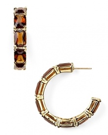 kate spade new york's faceted crystal hoops will make a bold addition to your jewel box. Slip them in to dress up denim or round out a cocktail look.