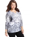 Get noticed with Style&co.'s plus size henley top, spotlighting a sublimated print-- it's an Everyday Value!