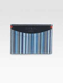 Multicolored striped pattern on luxurious leather.Two credit card slotsLeather4W X 2¾HMade in Italy Multicolored striped pattern on luxurious leather.Two credit card slotsLeather4W X 2¾HMade in Italy